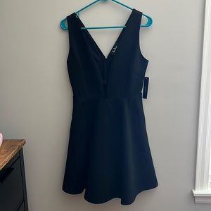 Lulu’s Take the Plunge Black Skater Dress